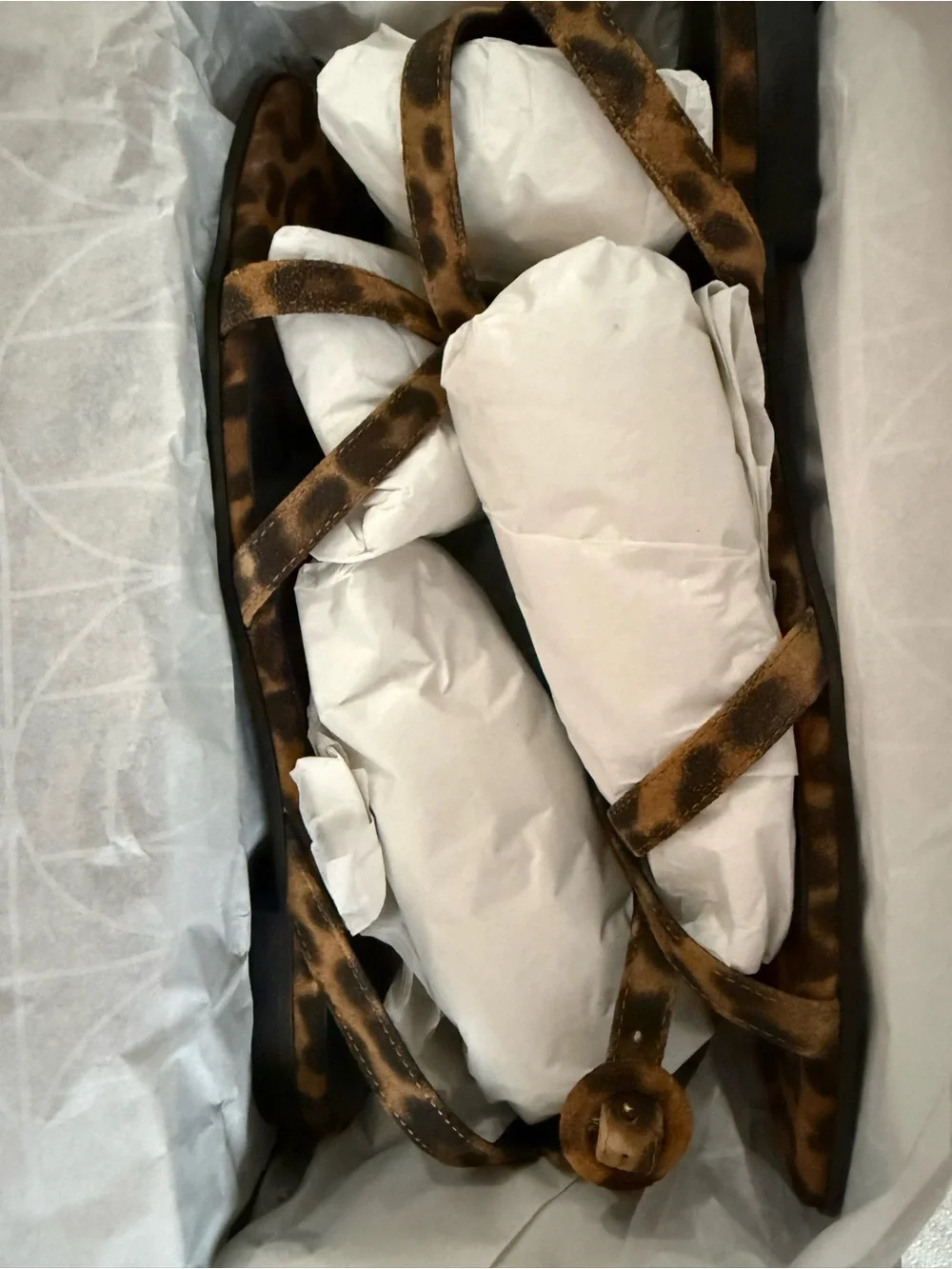 Margaux Leopard Print Strappy Flat Sandals Brown Black EU Sz 39.5 M Quiet Luxury